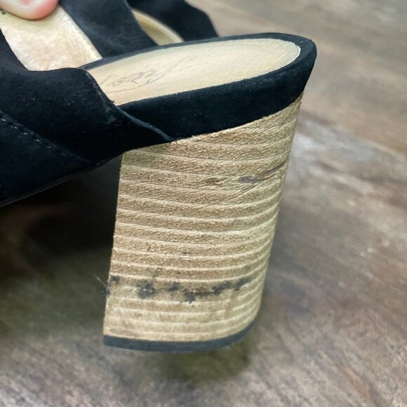 Free People Black Rosie Ruffle Heels Suede Size 39 Open Toe - Picture 8 of 12